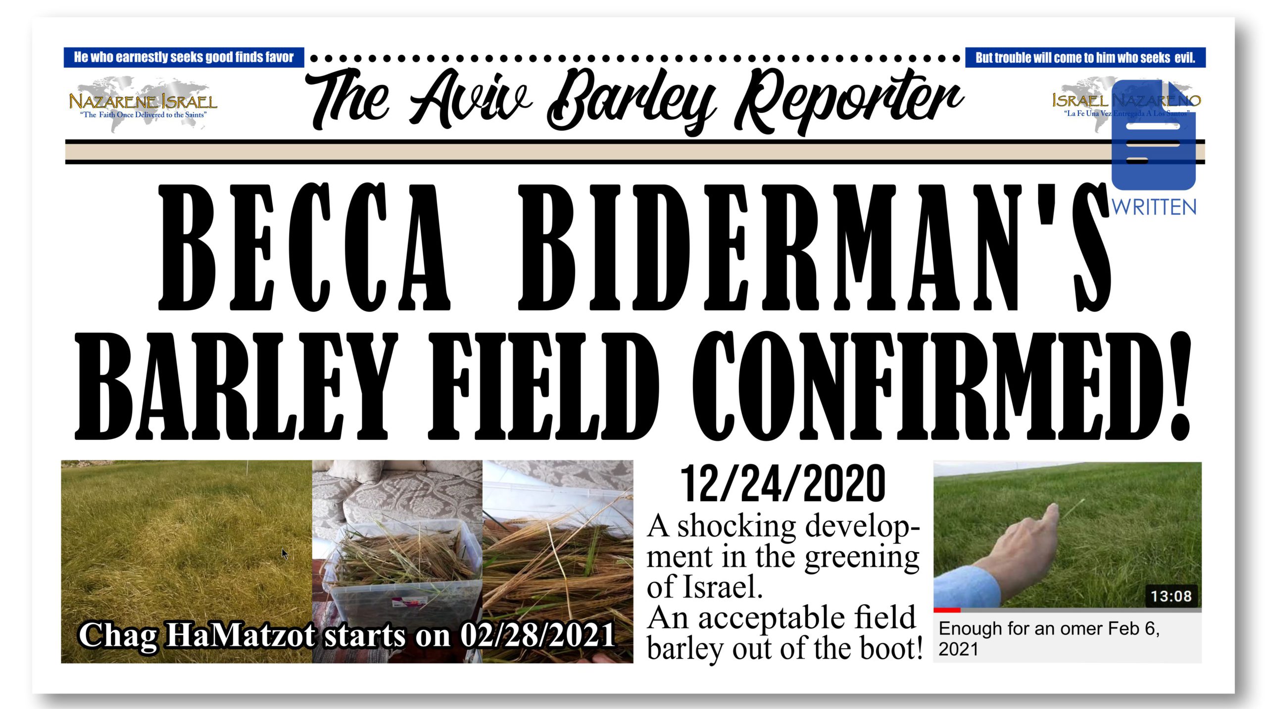 Becca Biderman’s Barley Field BESTÄTIGT! (Abschrift)